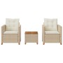 Mesita y sillas con cojines 3 pzas ratán PE madera acacia beige de , Conjuntos de jardín - Ref: Foro24-366311, Precio: 174,34...