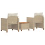 Mesita y sillas con cojines 3 pzas ratán PE madera acacia beige de , Conjuntos de jardín - Ref: Foro24-366311, Precio: 174,34...