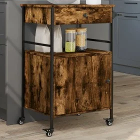 Smoked oak engineered wood kitchen cart 56x43x89.5 cm by , Kitchen and dining carts - Ref: Foro24-842393, Price: 80,60 €, Dis...