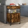 Carrito de cocina madera ingeniería roble ahumado 56x43x89,5 cm de , Carros de cocina y comedor - Ref: Foro24-842393, Precio:...