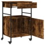Carrito de cocina madera ingeniería roble ahumado 56x43x89,5 cm de , Carros de cocina y comedor - Ref: Foro24-842393, Precio:...
