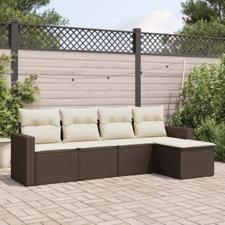 Set comedor de jardín 5 piezas y cojines ratán sintético marrón de , Conjuntos de jardín - Ref: Foro24-3218883, Precio: 292,5...
