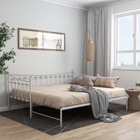 Estructura de sofá cama extraíble de metal blanco 90x200 cm de vidaXL, Camas y somieres - Ref: Foro24-324759, Precio: 163,48 ...