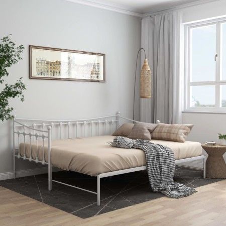 Estructura de sofá cama extraíble de metal blanco 90x200 cm de vidaXL, Camas y somieres - Ref: Foro24-324759, Precio: 163,48 ...