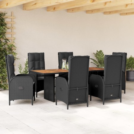 Set de comedor de jardín 7 pzas y cojines ratán sintético negro de , Conjuntos de jardín - Ref: Foro24-3213514, Precio: 900,9...