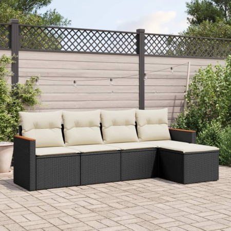 Set de muebles de jardín 5 pzas y cojines ratán sintético negro de , Conjuntos de jardín - Ref: Foro24-3258318, Precio: 297,1...