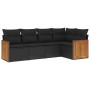 Set de muebles de jardín 5 pzas y cojines ratán sintético negro de , Conjuntos de jardín - Ref: Foro24-3260025, Precio: 337,2...