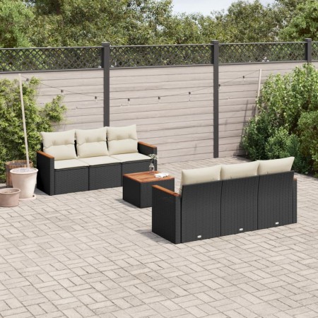 Set de comedor de jardín 7 pzas y cojines ratán sintético negro de , Conjuntos de jardín - Ref: Foro24-3258192, Precio: 427,8...