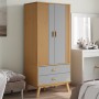 Armario OLDEN madera maciza pino gris y marrón 76,5x53x172 cm de , Armarios roperos - Ref: Foro24-358595, Precio: 249,44 €, D...