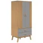 Armario OLDEN madera maciza pino gris y marrón 76,5x53x172 cm de , Armarios roperos - Ref: Foro24-358595, Precio: 245,25 €, D...