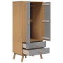 Armario OLDEN madera maciza pino gris y marrón 76,5x53x172 cm de , Armarios roperos - Ref: Foro24-358595, Precio: 249,44 €, D...