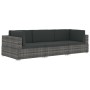Set de sofás de jardín con cojines 3 pzas ratán sintético gris de vidaXL, Conjuntos de jardín - Ref: Foro24-47266, Precio: 31...