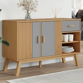 Aparador OLDEN madera maciza pino gris y marrón 114x43x73,5 cm de , Aparadores - Ref: Foro24-358607, Precio: 158,04 €, Descue...