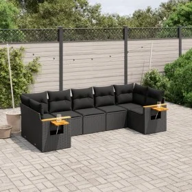 Set de comedor de jardín 7 pzas y cojines ratán sintético negro de , Conjuntos de jardín - Ref: Foro24-3227105, Precio: 521,3...