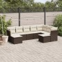 Set de sofás de jardín 9 pzas y cojines ratán sintético marrón de , Conjuntos de jardín - Ref: Foro24-3218573, Precio: 538,74...