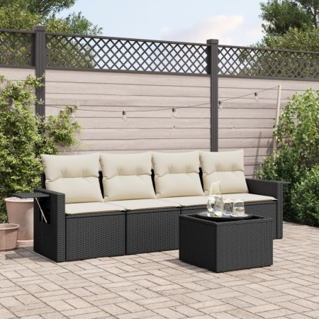 Set de muebles de jardín 5 pzas y cojines ratán sintético negro de , Conjuntos de jardín - Ref: Foro24-3252223, Precio: 310,6...