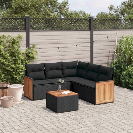 Set de sofás de jardín 6 piezas y cojines ratán sintético negro de , Conjuntos de jardín - Ref: Foro24-3260046, Precio: 377,4...
