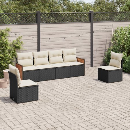 Set de sofás de jardín 6 piezas y cojines ratán sintético negro de , Conjuntos de jardín - Ref: Foro24-3259942, Precio: 357,0...