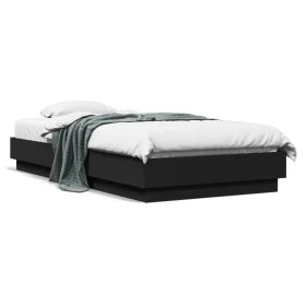 Schwarzer Bettrahmen aus Holzwerkstoff, 90 x 190 cm von , Betten und Lattenroste - Ref: Foro24-839631, Preis: 86,87 €, Rabatt: %