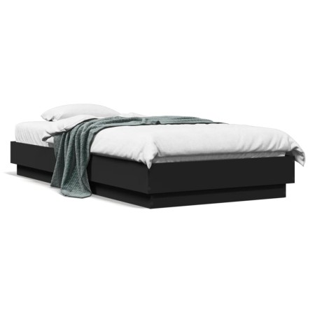 Estructura de cama madera de ingeniería negra 90x190 cm de , Camas y somieres - Ref: Foro24-839631, Precio: 87,93 €, Descuent...
