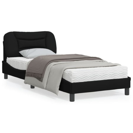 Estructura de cama con cabecero de tela negro 90x200 cm de , Camas y somieres - Ref: Foro24-3207746, Precio: 165,66 €, Descue...