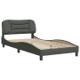 Estructura de cama con cabecero de tela gris oscuro 100x200 cm de , Camas y somieres - Ref: Foro24-3207752, Precio: 140,83 €,...