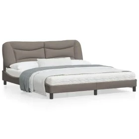 Bed frame with headboard in taupe gray fabric 180x200 cm by , Beds and slatted bases - Ref: Foro24-3207790, Price: 260,60 €, ...