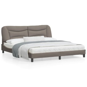 Estructura de cama con cabecero de tela gris taupe 180x200 cm de , Camas y somieres - Ref: Foro24-3207790, Precio: 246,56 €, ...