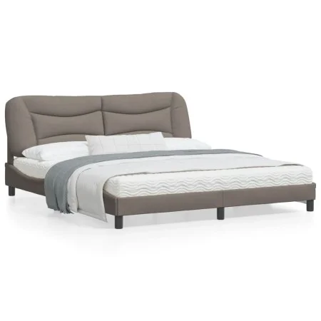 Bed frame with headboard in taupe gray fabric 180x200 cm by , Beds and slatted bases - Ref: Foro24-3207790, Price: 260,60 €, ...