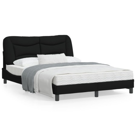 Estructura de cama con cabecero de tela negro 140x190 cm de , Camas y somieres - Ref: Foro24-3207767, Precio: 214,47 €, Descu...