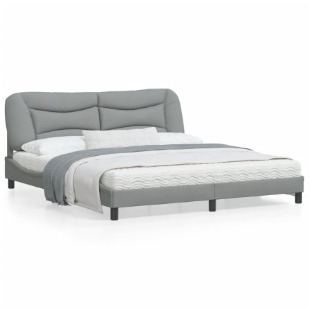 Estructura de cama con cabecero gris claro tela 180x200 cm de , Camas y somieres - Ref: Foro24-3207786, Precio: 238,72 €, Des...