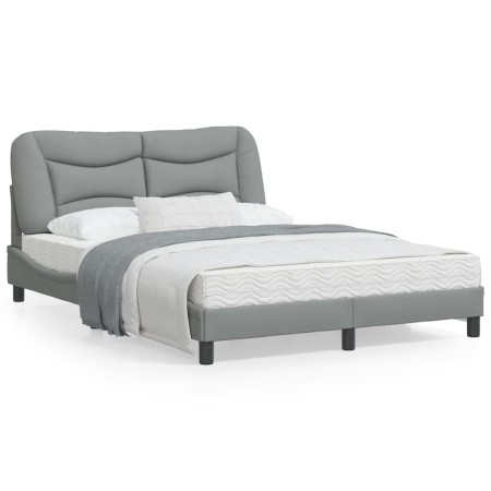 Estructura de cama con cabecero de tela gris claro 140x190 cm de , Camas y somieres - Ref: Foro24-3207765, Precio: 202,49 €, ...