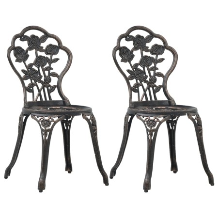 Sillas de jardín bistró 2 uds aluminio fundido color bronce de vidaXL, Sillas de jardín - Ref: Foro24-47862, Precio: 152,84 €...