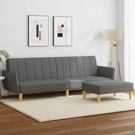 2-seater sofa bed with stool in dark gray fabric by , Sofas - Ref: Foro24-3216247, Price: 318,80 €, Discount: %
