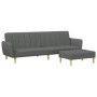 Sofá cama de 2 plazas con taburete tela gris oscuro de , Sofás - Ref: Foro24-3216247, Precio: 324,67 €, Descuento: %