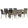 Set comedor jardín 9 pzas y cojines ratán sintético gris de , Conjuntos de jardín - Ref: Foro24-3213493, Precio: 689,13 €, De...