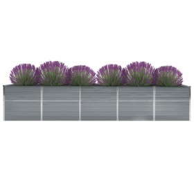 Arriate de jardín de acero galvanizado gris 400x80x77 cm de vidaXL, Maceteros y jardineras - Ref: Foro24-47060, Precio: 137,6...
