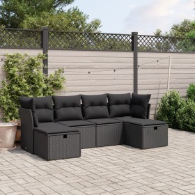 Set de sofás de jardín 6 piezas y cojines ratán sintético negro de , Conjuntos de jardín - Ref: Foro24-3263231, Precio: 358,8...