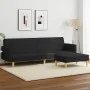 Sofá cama de 2 plazas con taburete tela negro de , Sofás - Ref: Foro24-3216245, Precio: 332,86 €, Descuento: %