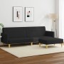 Sofá cama de 2 plazas con taburete tela negro de , Sofás - Ref: Foro24-3216245, Precio: 332,16 €, Descuento: %