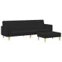Sofá cama de 2 plazas con taburete tela negro de , Sofás - Ref: Foro24-3216245, Precio: 332,86 €, Descuento: %