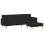 Sofá cama de 2 plazas con taburete tela negro de , Sofás - Ref: Foro24-3216245, Precio: 332,16 €, Descuento: %