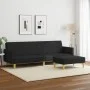Sofá cama de 2 plazas con taburete tela negro de , Sofás - Ref: Foro24-3216245, Precio: 332,86 €, Descuento: %