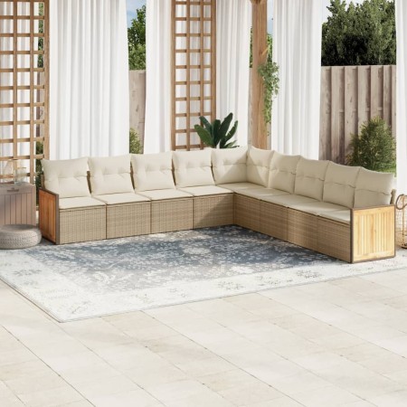 Set de sofás de jardín 9 pzas con cojines ratán sintético beige de , Conjuntos de jardín - Ref: Foro24-3227738, Precio: 549,6...