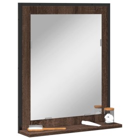 Espejo de baño con estante madera ingeniería marrón 50x12x60 cm de , Tocadores - Ref: Foro24-842420, Precio: 38,61 €, Descuen...