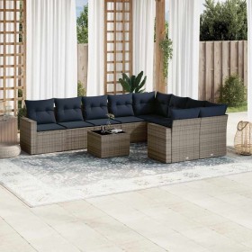 Set de sofás de jardín 10 pzas con cojines ratán sintético gris en Conjuntos de jardín | Comprar online en Foru.es