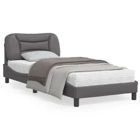 Estructura de cama con cabecero cuero sintético gris 90x190 cm de , Camas y somieres - Ref: Foro24-3207970, Precio: 152,59 €,...