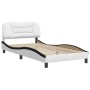 Estructura de cama con cabecero cuero sintético blanco y negro de , Camas y somieres - Ref: Foro24-3207987, Precio: 157,43 €,...