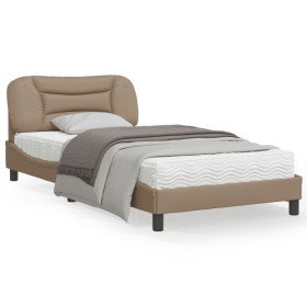 Estructura de cama cabecero cuero sintético capuchino 100x200cm de , Camas y somieres - Ref: Foro24-3207985, Precio: 155,75 €...
