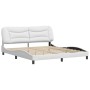 Estructura de cama cabecero cuero sintético blanco 180x200 cm de , Camas y somieres - Ref: Foro24-3208017, Precio: 263,86 €, ...